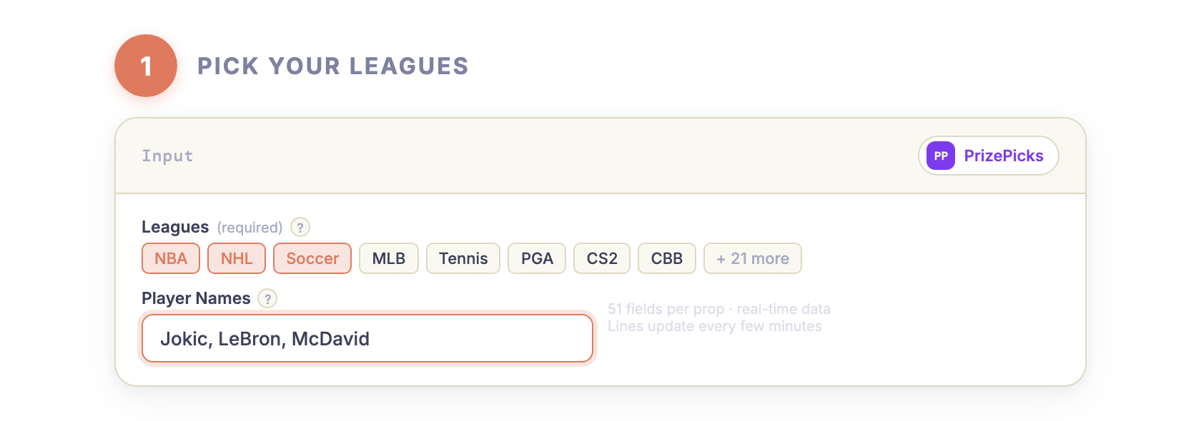 Step 1 — Pick your leagues