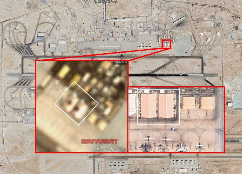 صور الأقمار الصناعية تُظهر أضرارًا لحقت بقاعدة الظفرة الجوية في أبوظبي والتي تعد منشأة عسكرية رئيسية مشتركة بين الإمارات والولايات المتحدة....