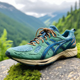 rugged asics running shoes misty mountain landscape wallpaper scaled