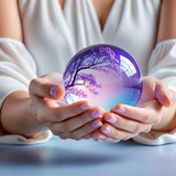 serenity in blue translucent hands glowing orb wallpaper scaled