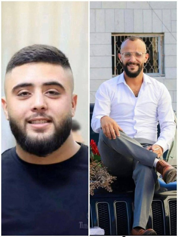 صور الشابين اللذين توفيا في حادث السير الذي وقع في منطقة سرمعين ببلدة بني نعيم شرق الخليل: أدهم رمضان عيايدة، حسن رامي موسى الطروة....