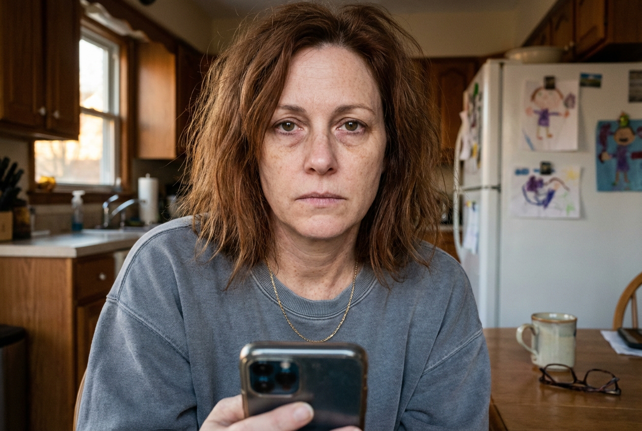 Woman experiencing brain fog and fatigue at home