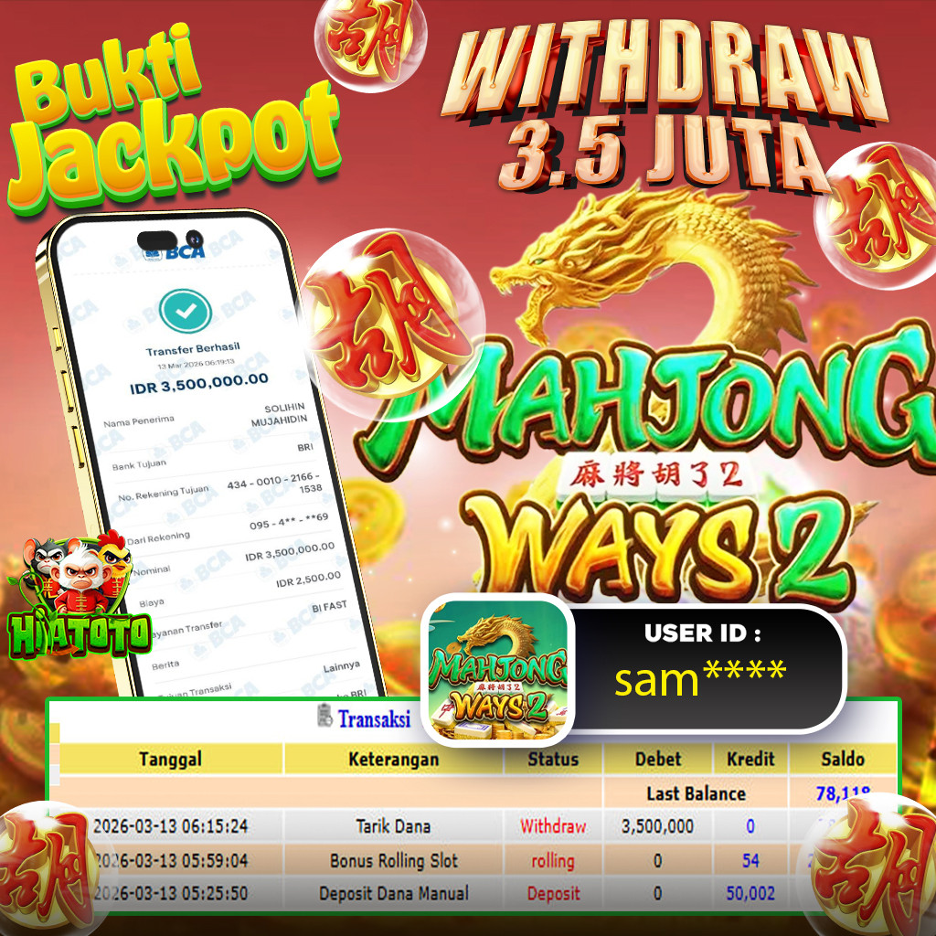 HIATOTO JACKPOT!!! Jackpot MAHJONG WAYS 2 Sebesar Rp,3.500.000 Juta Di Bayar Lunas!