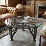 Square Metal Table Round GlassGoose