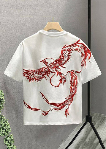 Handmade White O Neck Embroideried Cotton T Shirts Men Summer.jpg