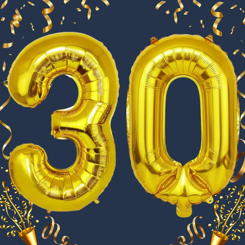 40 Inch Big Gold Large Number 30 Mylar Foil Balloon For Helium & Air Filled Premium Self Seal Balloo.jpg