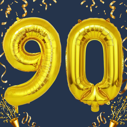 40 Inch Big Gold Large Number 90 Mylar Foil Balloon For Helium & Air Filled Premium Self Seal Balloo.jpg
