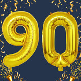40 Inch Big Gold Large Number 90 Mylar Foil Balloon For Helium &amp; Air Filled Premium Self Seal Balloo