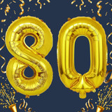 40 Inch Big Gold Large Number 80 Mylar Foil Balloon For Helium &amp; Air Filled Premium Self Seal Balloo