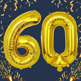 40 Inch Big Gold Large Number 60 Mylar Foil Balloon For Helium &amp; Air Filled Premium Self Seal Balloo