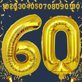 40 Inch Big Gold Large Number 60 Mylar Foil Balloon For Helium &amp; Air Filled Premium Self Seal Balloo