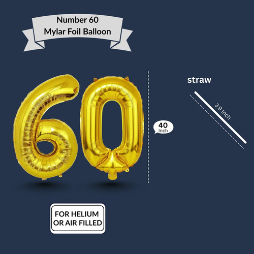40 Inch Big Gold Large Number 60 Mylar Foil Balloon For Helium & Air Filled Premium Self Seal Balloo.jpg