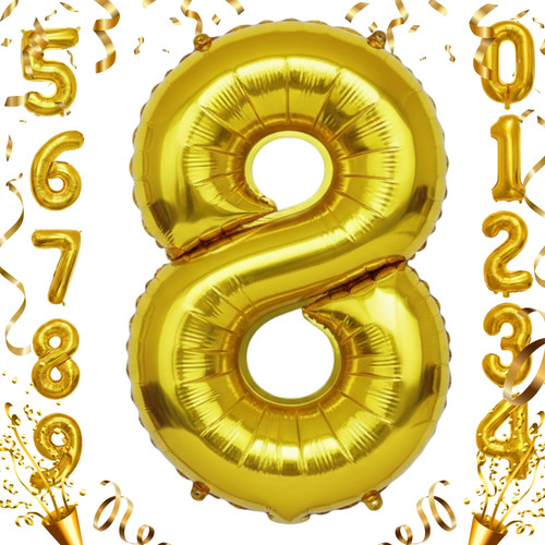 40 Inch Big Gold Large Number 8 Mylar Foil Balloon For Helium & Air Filled Premium Self Seal Balloon.jpg