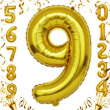 40 Inch Big Gold Large Number 9 Mylar Foil Balloon For Helium &amp; Air Filled Premium Self Seal Balloon