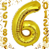 40 Inch Big Gold Large Number 6 Mylar Foil Balloon For Helium &amp; Air Filled Premium Self Seal Balloon