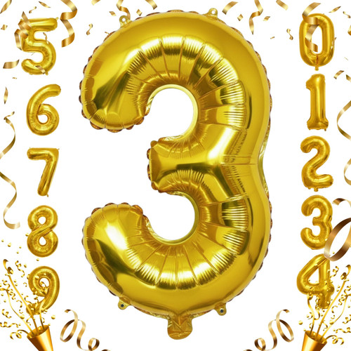 40 Inch Big Gold Large Number 3 Mylar Foil Balloon For Helium & Air Filled Premium Self Seal Balloon.jpg