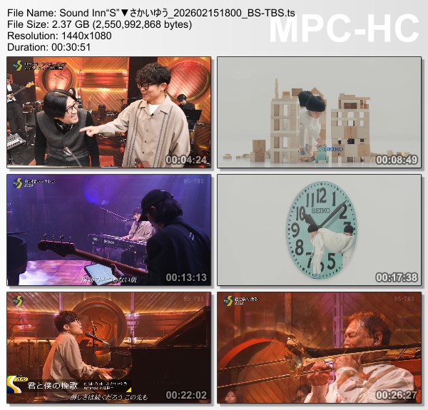 [TV-Variety] さかいゆう – サウンド・イン”S” (BS-TBS 2026.02.15)