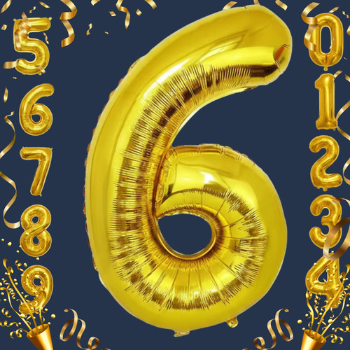 40 Inch Big Gold Large Number 6 Mylar Foil Balloon For Helium & Air Filled Premium Self Seal Balloon.jpg