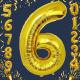 40 Inch Big Gold Large Number 6 Mylar Foil Balloon For Helium &amp; Air Filled Premium Self Seal Balloon