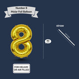 40 Inch Big Gold Large Number 8 Mylar Foil Balloon For Helium &amp; Air Filled Premium Self Seal Balloon
