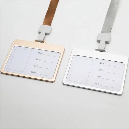 Aluminium Alloy Work Id Card Badge Holder With Lanyard Vertical And Horizontal Employee Name Tag Bad.webp