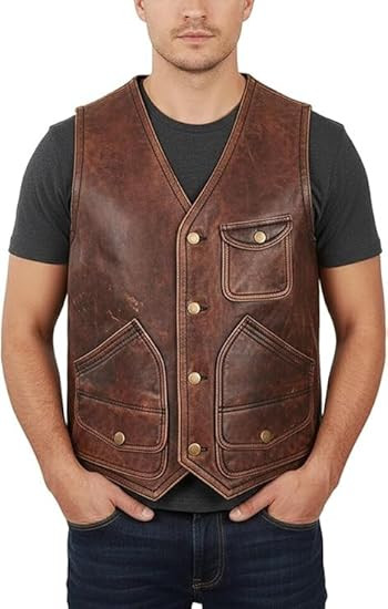 Mens Brown Leather Biker Vest.jpg