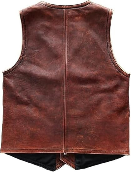 Mens Brown Leather Biker Vest 3.jpg