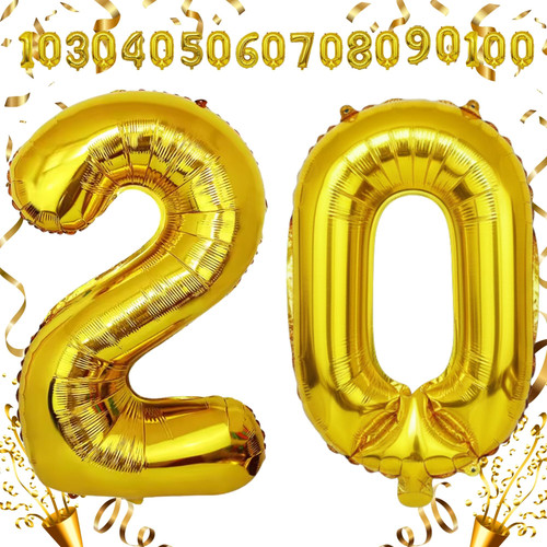 40 Inch Big Gold Large Number 20 Mylar Foil Balloon For Helium & Air Filled Premium Self Seal Balloo.jpg