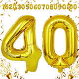 40 Inch Big Gold Large Number 40 Mylar Foil Balloon For Helium &amp; Air Filled Premium Self Seal Balloo