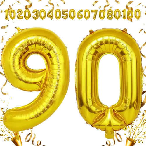 40 Inch Big Gold Large Number 90 Mylar Foil Balloon For Helium & Air Filled Premium Self Seal Balloo.jpg