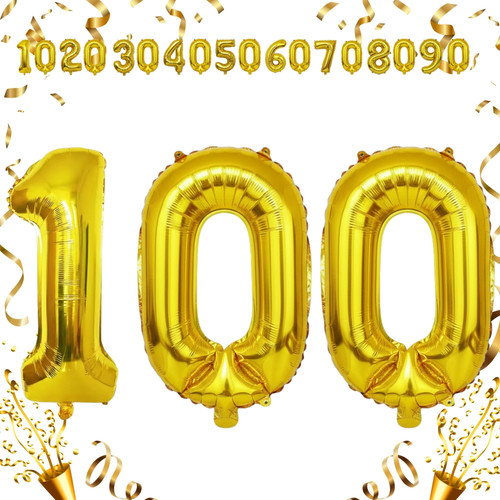 40 Inch Big Gold Large Number 100 Mylar Foil Balloon For Helium & Air Filled Premium Self Seal Ballo.jpg