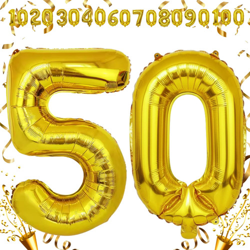 40 Inch Big Gold Large Number 50 Mylar Foil Balloon For Helium & Air Filled Premium Self Seal Balloo.jpg
