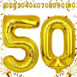 40 Inch Big Gold Large Number 50 Mylar Foil Balloon For Helium &amp; Air Filled Premium Self Seal Balloo
