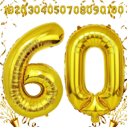 40 Inch Big Gold Large Number 60 Mylar Foil Balloon For Helium & Air Filled Premium Self Seal Balloo.jpg