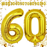 40 Inch Big Gold Large Number 60 Mylar Foil Balloon For Helium &amp; Air Filled Premium Self Seal Balloo