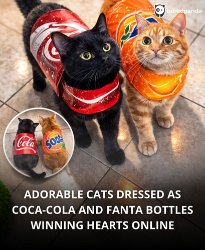 ADORABLE CATS DRESSED AS COCA COLA AND FANTA BOTTLES WINNING HEARTS ONLINE.jpg
