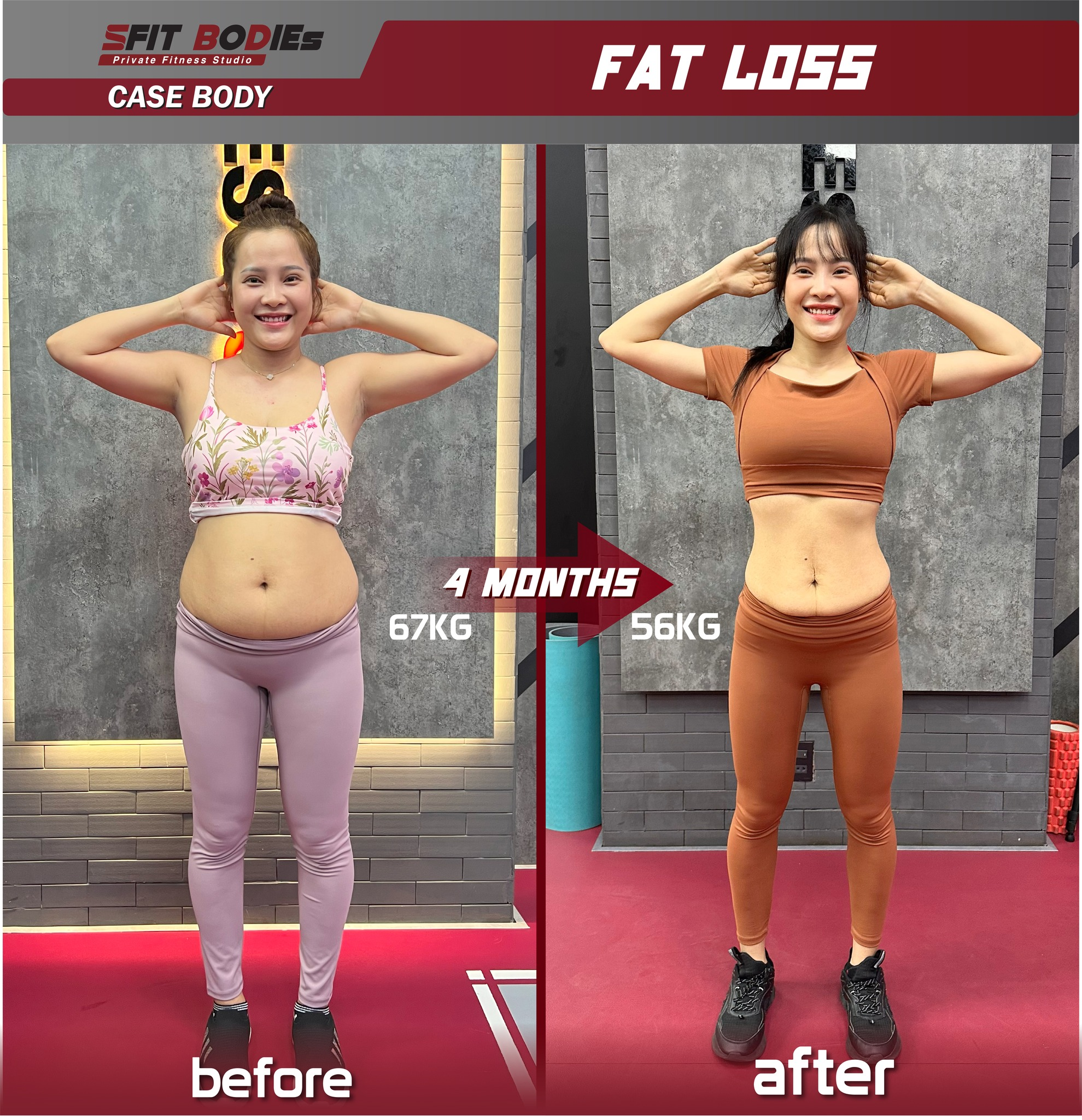 Khắc phục xổ bụng sau sinh – 67kg → 56kg