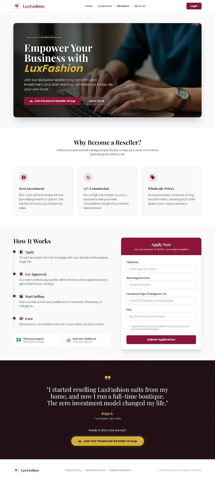 Aura Luxe: Premium South Asian Fashion E-Commerce & Reseller Platform Gallery Asset 3