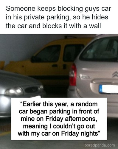 guy blocks parked car owner revenge.jpg