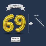 40 Inch Big Gold Large Number 69 Mylar Foil Balloon For Helium &amp; Air Filled Premium Self Seal Balloo