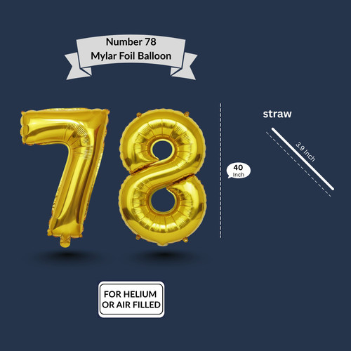 40 Inch Big Gold Large Number 78 Mylar Foil Balloon For Helium & Air Filled Premium Self Seal Balloo.jpg