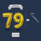40 Inch Big Gold Large Number 79 Mylar Foil Balloon For Helium &amp; Air Filled Premium Self Seal Balloo