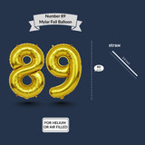 40 Inch Big Gold Large Number 89 Mylar Foil Balloon For Helium &amp; Air Filled Premium Self Seal Balloo