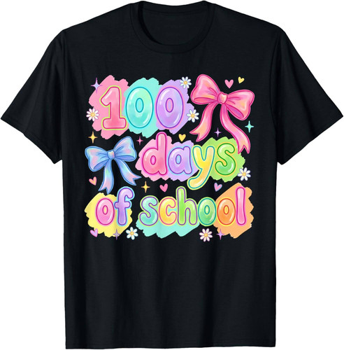 100th Day of School 100 Days Women Coquette Bow Girls T Shirt productor mockup (2).jpg