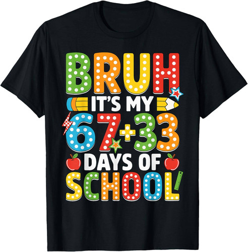 Bruh Its My 67 33 Days of School Funny Boys Kids 100th Day T Shirt productor mockup (2).jpg