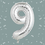 32 Inch Big Sliver Large Number 9 Mylar Foil Balloon For Helium &amp; Air Filled Premium Self Seal Ballo