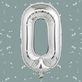 32 Inch Big Sliver Large Number 0 Mylar Foil Balloon For Helium &amp; Air Filled Premium Self Seal Ballo