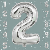 32 Inch Big Sliver Large Number 2 Mylar Foil Balloon For Helium &amp; Air Filled Premium Self Seal Ballo