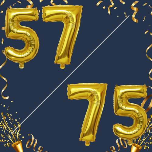 40 Inch Big Gold Large Number 57 75 Mylar Foil Balloon For Helium & Air Filled Premium Self Seal Bal.jpg