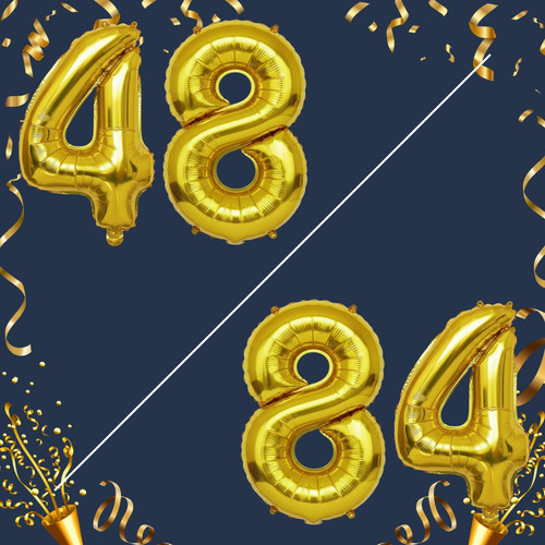 40 Inch Big Gold Large Number 48 84 Mylar Foil Balloon For Helium & Air Filled Premium Self Seal Bal.jpg